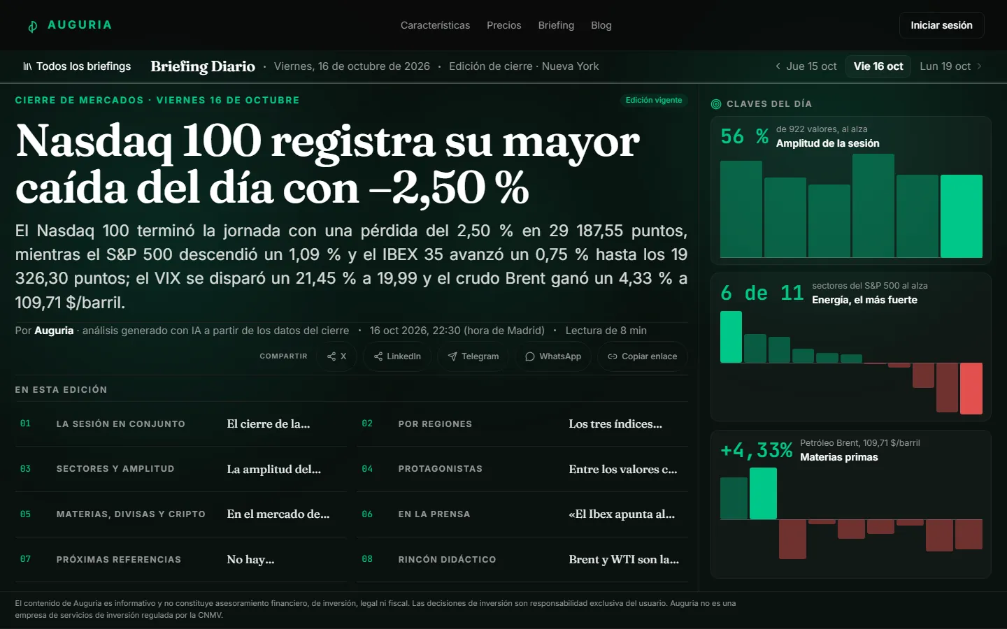 The public closing briefing, with the day's key charts