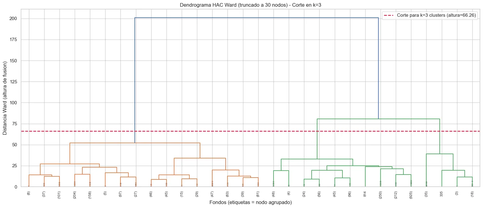 Hierarchical clustering of the funds